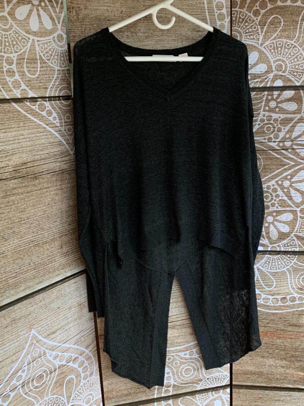 Sass & Bide Empress Okura Alpaca Wool Knit Sweater Size S Charcoal Hi-Low Hem